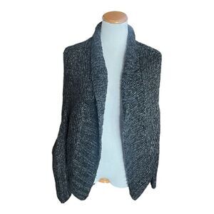 Womens Hinge Charcoal Gray Thick Cardigan Chunky Small Shawl Collar Sweater  M/L